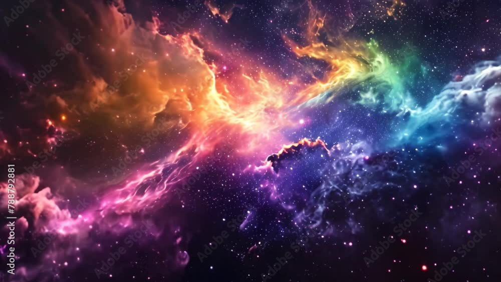 A vibrant space scene featuring an abundance of stars and clouds, Magical space scenery with a bright multicolored nebula A vibrant space scene featuring an abundance of stars and clouds, Magical space scenery with a bright multicolored nebula