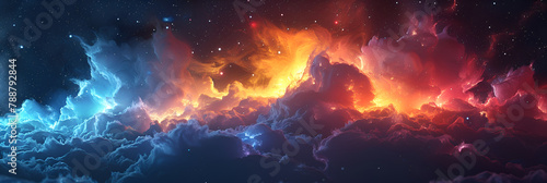 Trendy Colourful Design Background, A close up of a very colorful cloud filled with lots of stars