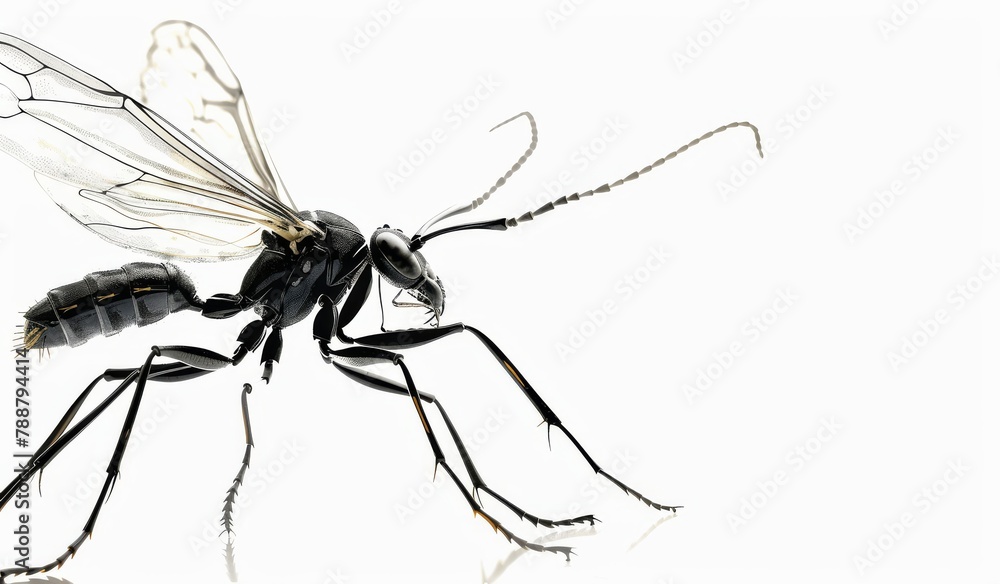 Wasp isolated on white background, studio shot, photo realistic, high resolution macro photography Wasp isolated on white background, studio shot, photo realistic, high resolution macro photography