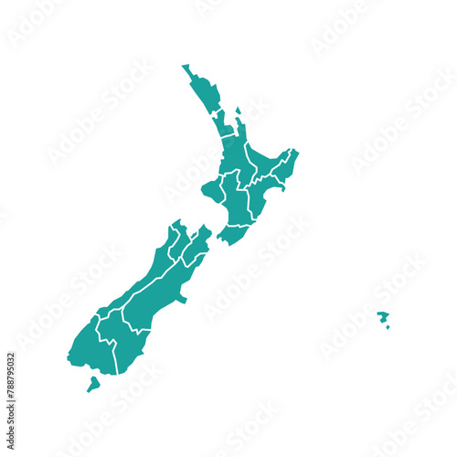 Silhouette and colored (turquoise) new zealand map