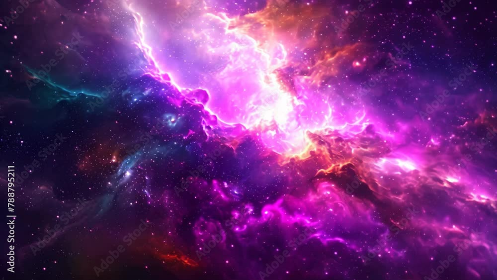 This photo captures a vibrant space filled with colorful stars and clouds, Mystical rendering of a colorful space nebula cloud This photo captures a vibrant space filled with colorful stars and clouds, Mystical rendering of a colorful space nebula cloud