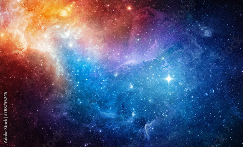 Space scene with stars in the galaxy. Panorama. Universe filled with stars, nebula and galaxy,. Elements of this image furnished by NASA © Tryfonov