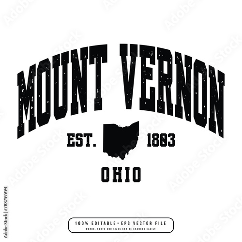 Mo unt Vernontext effect vector. Editable college t-shirt design printable text effect vector photo