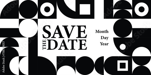 Save the date banner with geometric shapes . Can be used for business, marketing and advertising. logo graphic design of event summit made for Technology and upcoming events.