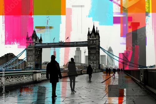 Urban Spectrum: Tower Bridge and City Life Collage