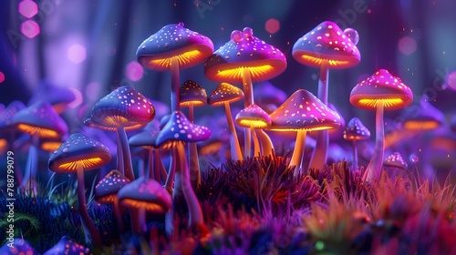 abstract mushroom in purple neon colors
