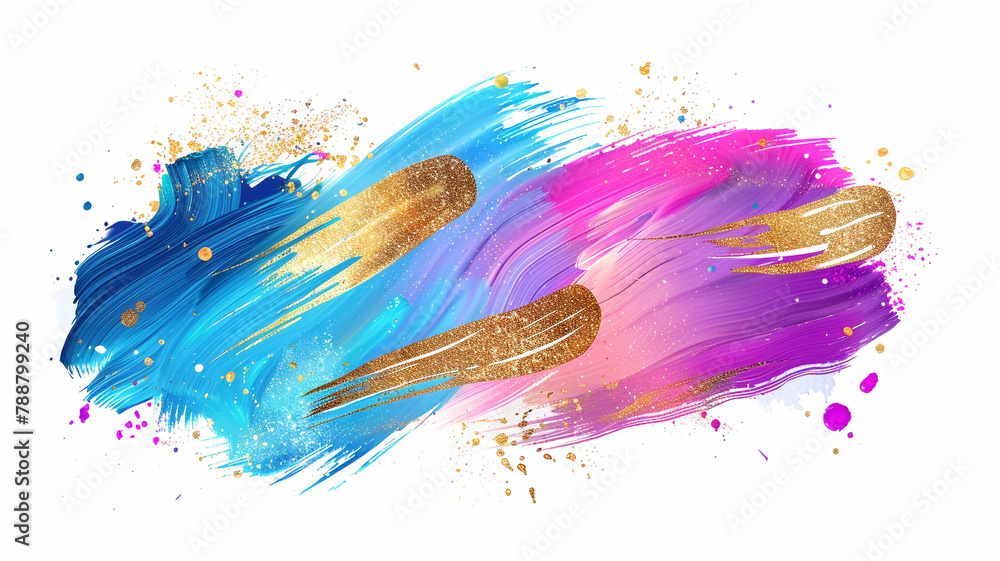 Creative brush stroke clip art isolated on a white backdrop, with a colorful neon color palette, acrylic paints, grunge, gold glitter, shimmer, and a dramatic watercolor smear. Creative brush stroke clip art isolated on a white backdrop, with a colorful neon color palette, acrylic paints, grunge, gold glitter, shimmer, and a dramatic watercolor smear.