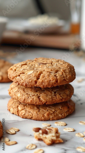 Beautiful presentation of Oatmeal Cookies, hyperrealistic food photography