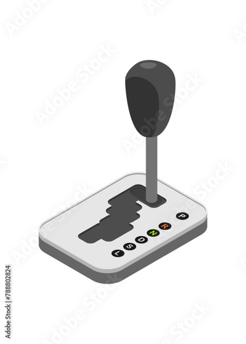 Automatic car gear lever in isometric view. Simple flat illustration