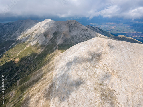 Aerial view of Pirin Mountain near Vihren Peak, Bulgaria