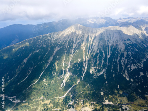 Aerial view of Pirin Mountain near Vihren Peak, Bulgaria