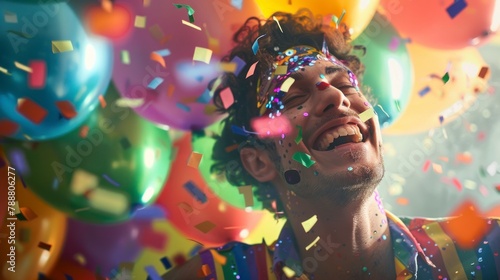 happy man celebrating smiling at a party