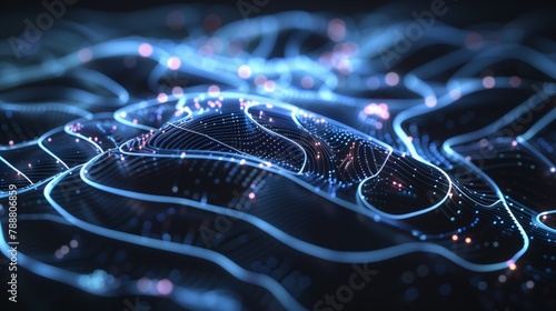 Futuristic AI brain interface with glowing neon circuitry on dark background, AI-generated.