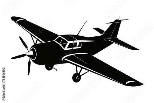 Fototapeta Naklejka Na Ścianę i Meble -  skywriting plane silhouette vector illustration