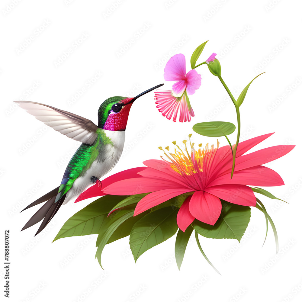 hummingbird and flower