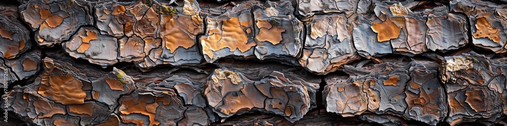 The texture of the bark of an old tree. The background.