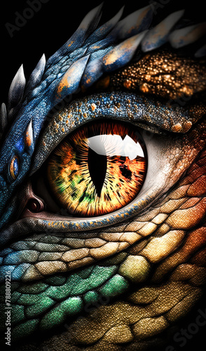 Gaze of the Guardian  The Intensity of a Dragon Eye Reflecting Ancient Mysteries And Fantasy. 