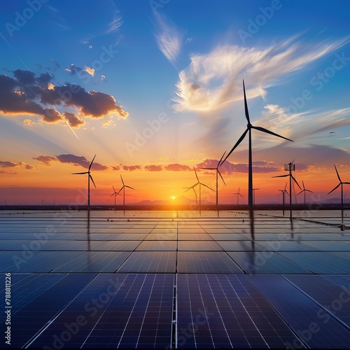 Harmony of Renewables: Solar Cell Plant and Wind Generators