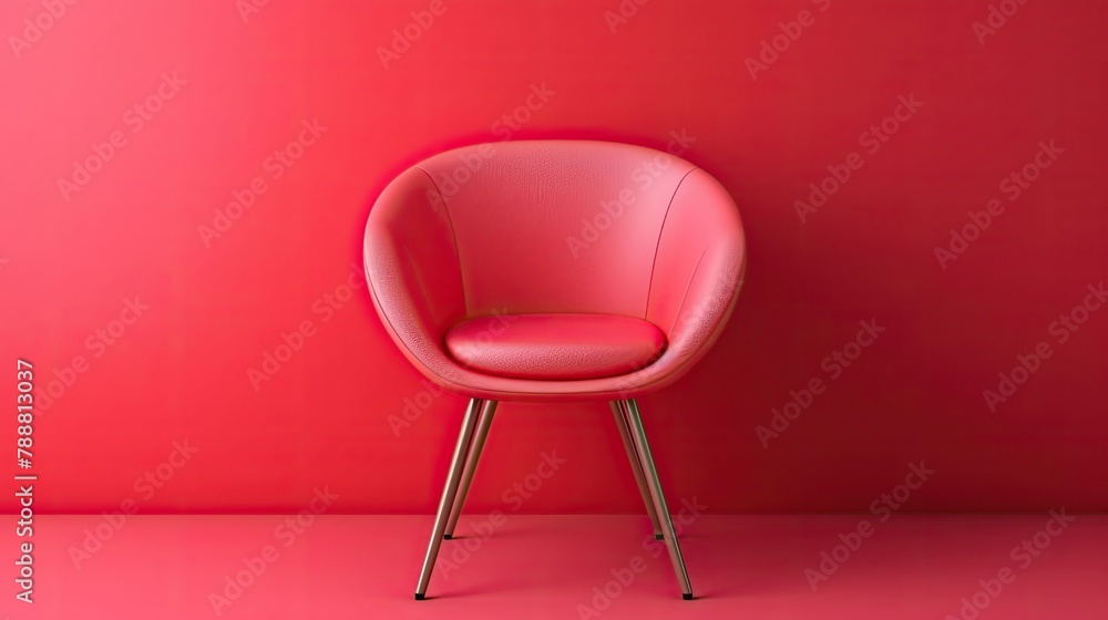 Minimalistic scene with a pink armchair against a pink background. 3d rendering. Minimalistic scene with a pink armchair against a pink background. 3d rendering.