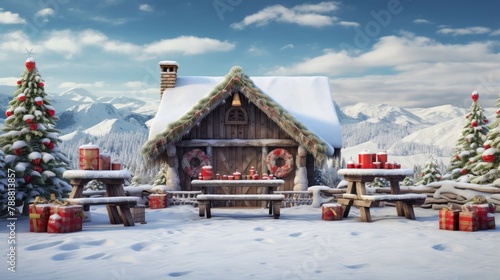 Wallpaper Mural A cozy cabin nestled in a snowy forest. Torontodigital.ca