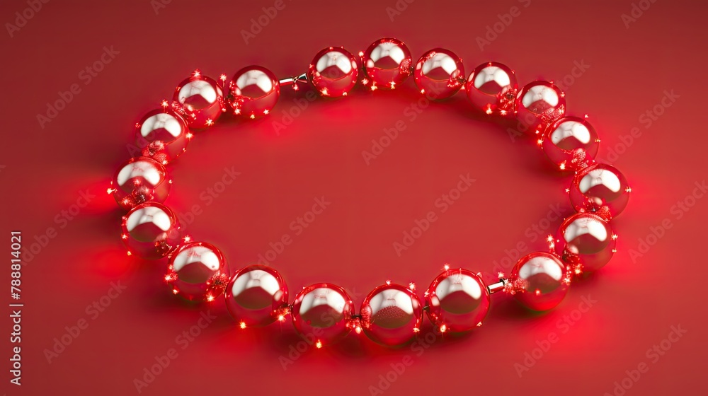 Obraz premium Elegant red Christmas balls on red background. 3D rendering.