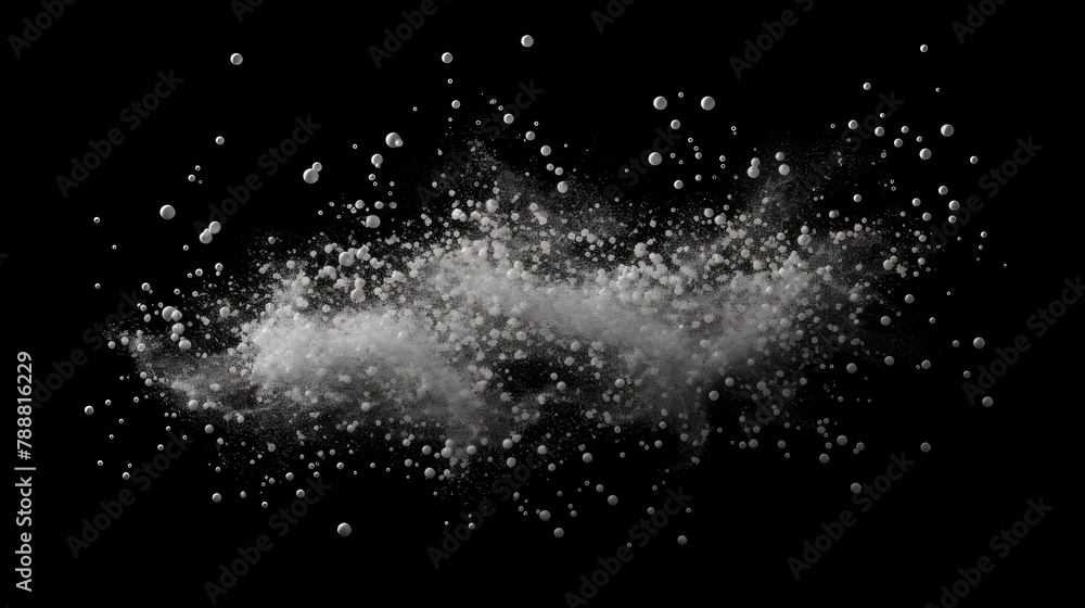 White powder explosion on black background. Freeze motion of white dust particles. White powder explosion on black background. Freeze motion of white dust particles.