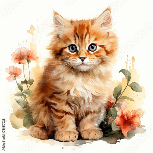 Watercolor Persian cat, clipart Illustration, Generative Ai