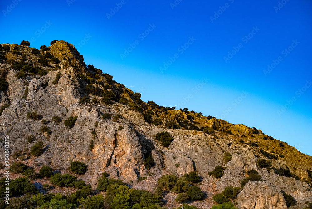 Beautiful mountain hills in Rhodes, Greece.