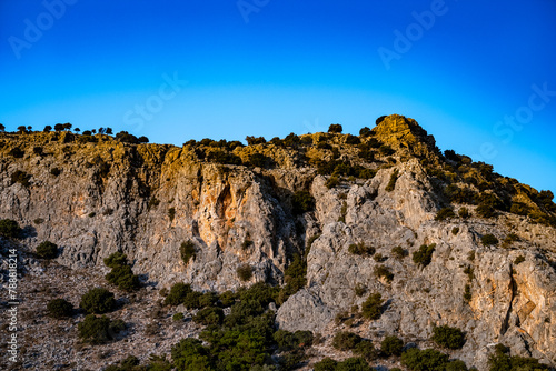 Beautiful mountain hills in Rhodes, Greece.