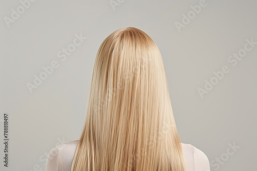 Back view of beautiful blonde hair woman, hair care, beauty salon, beauty black hair photo