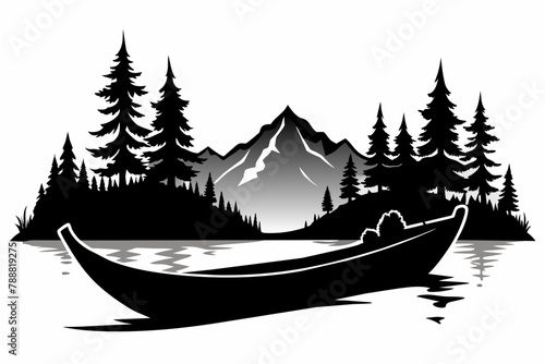 canoe silhouette vector illustration