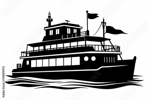 ferry silhouette vector illustration