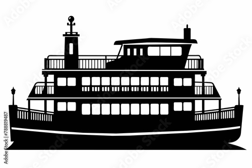 ferry silhouette vector illustration