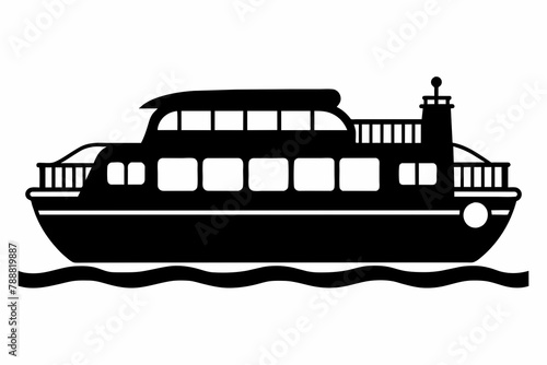 river shuttle silhouette vector illustration
