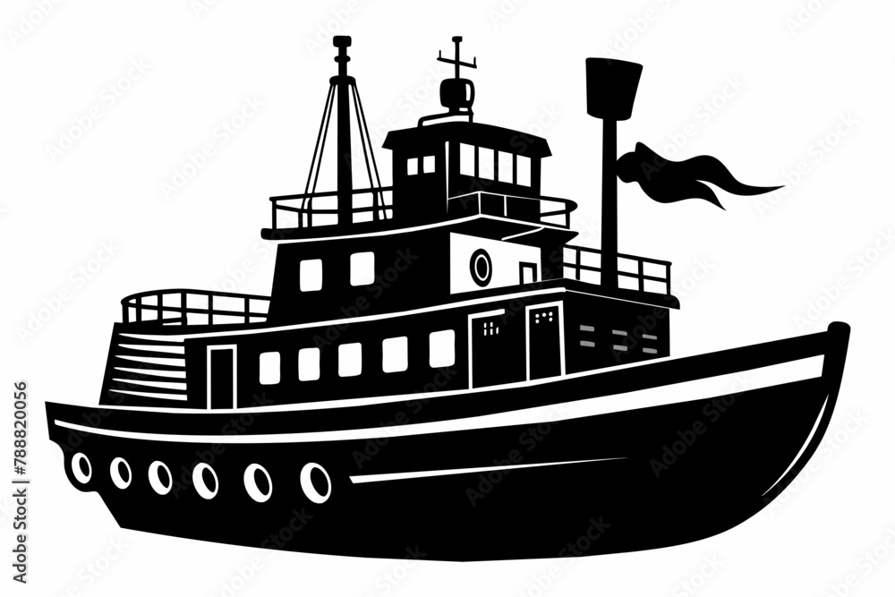 tugboat silhouette vector illustration