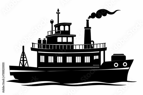 tugboat silhouette vector illustration