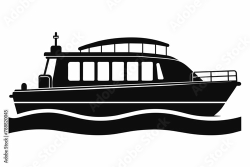 river water taxi silhouette vector illustration