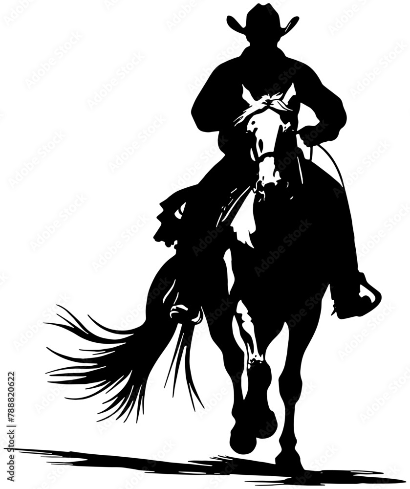 silhouette of cowboy riding horse