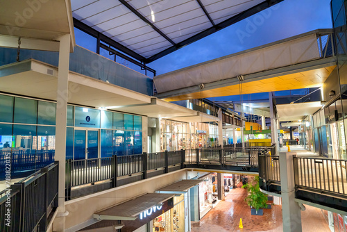 Perth, Australia - September 1, 2023: City shops and buildings at night