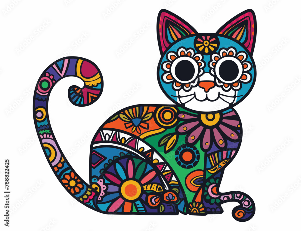 Mexican day of the dead colorful cat design Mexican day of the dead colorful cat design