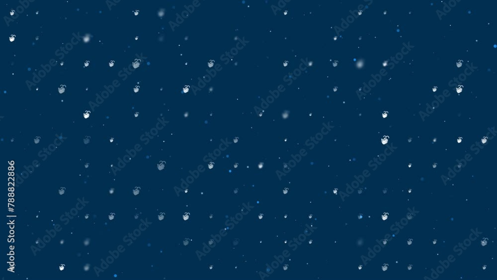 Template animation of evenly spaced washing hands symbols of different sizes and opacity. Animation of transparency and size. Seamless looped 4k animation on dark blue background with stars Template animation of evenly spaced washing hands symbols of different sizes and opacity. Animation of transparency and size. Seamless looped 4k animation on dark blue background with stars