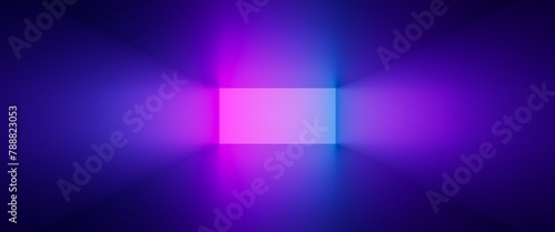 3d render, abstract neon geometric background, inside the empty box illuminated with pink blue light © wacomka