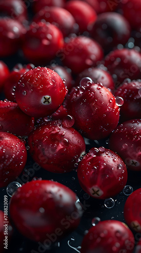 Beautiful presentation of Sliced cranberries  hyperrealistic food photography