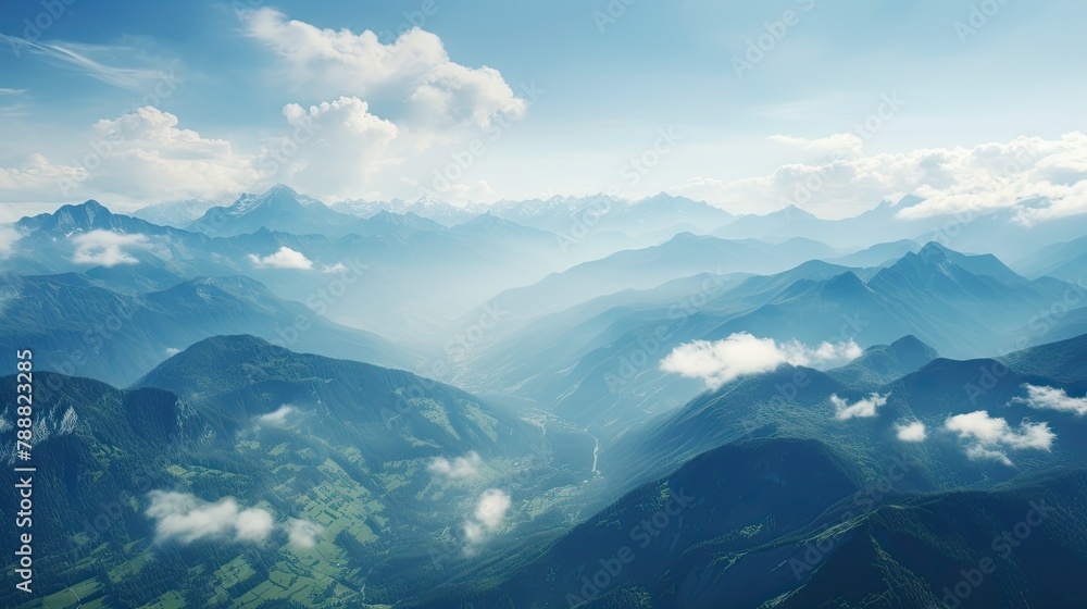 Amazing mountain landscape with高峰 and clouds. Beautiful nature travel background. Amazing mountain landscape with高峰 and clouds. Beautiful nature travel background.