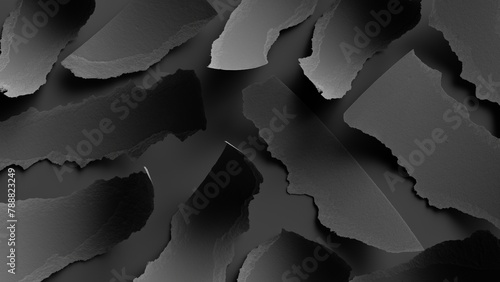 3d render, abstract minimalist black background. Ripped paper pieces macro. Dramatic wallpaper (ID: 788823249)