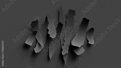 3d render, abstract minimalist black background. Ripped paper pieces macro. Dramatic wallpaper (ID: 788823267)