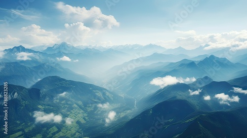Amazing mountain landscape with             and clouds. Beautiful nature travel background.
