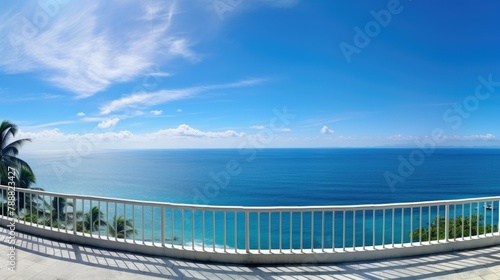 Amazing view of the ocean from a luxury balcony. A peaceful and relaxing scene.