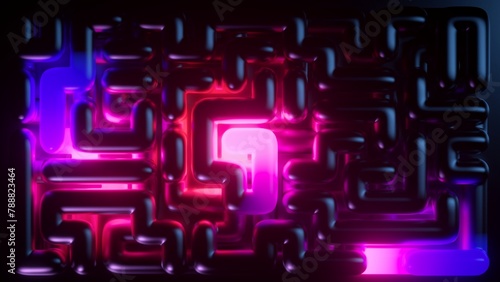 3d render, abstract neon background of futuristic pipeline, maze glowing in the dark (ID: 788823464)
