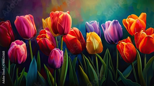 Gorgeous vibrant tulips #788823668